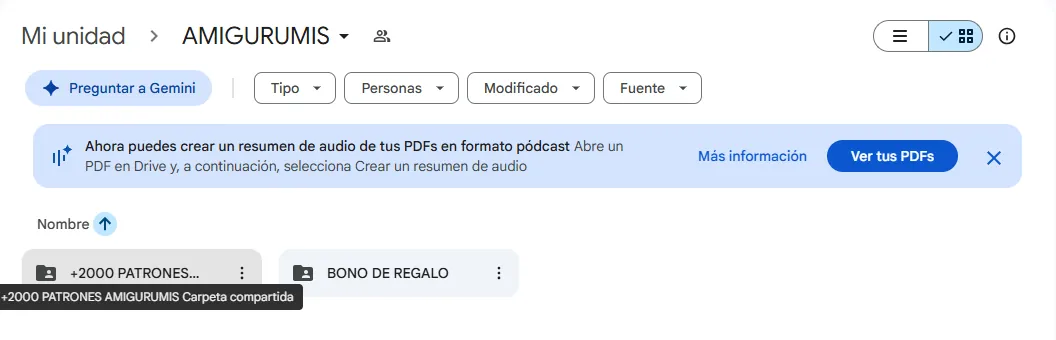 Captura real de la entrega digital de la colección y su bono