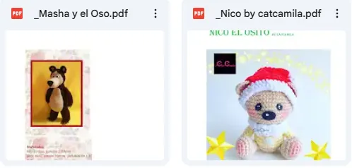 Vista real de archivos PDF de patrones de amigurumi
